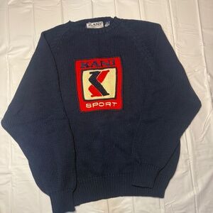 RARE Vintage Karl Kani Heavy Knit Sweater Big Logo Mens Size XL Red